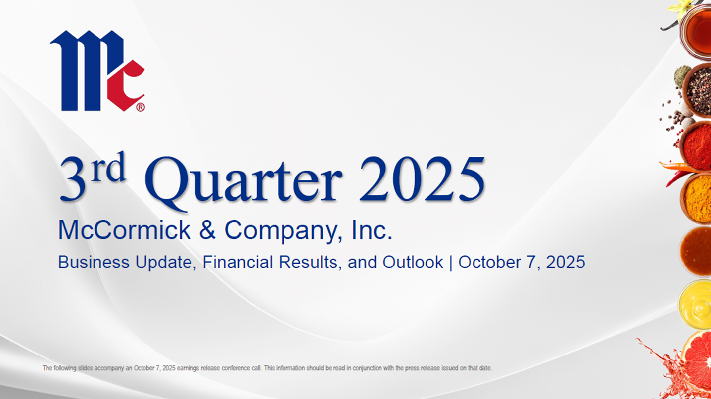 Q3 2025 McCormick & Company, Inc. Earnings Conference Call