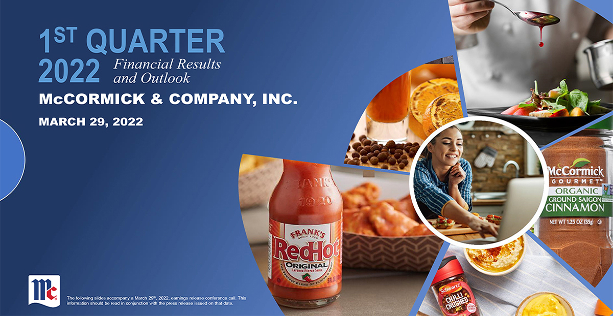 Q1 2022 McCormick & Company, Inc. Earnings Conference Call