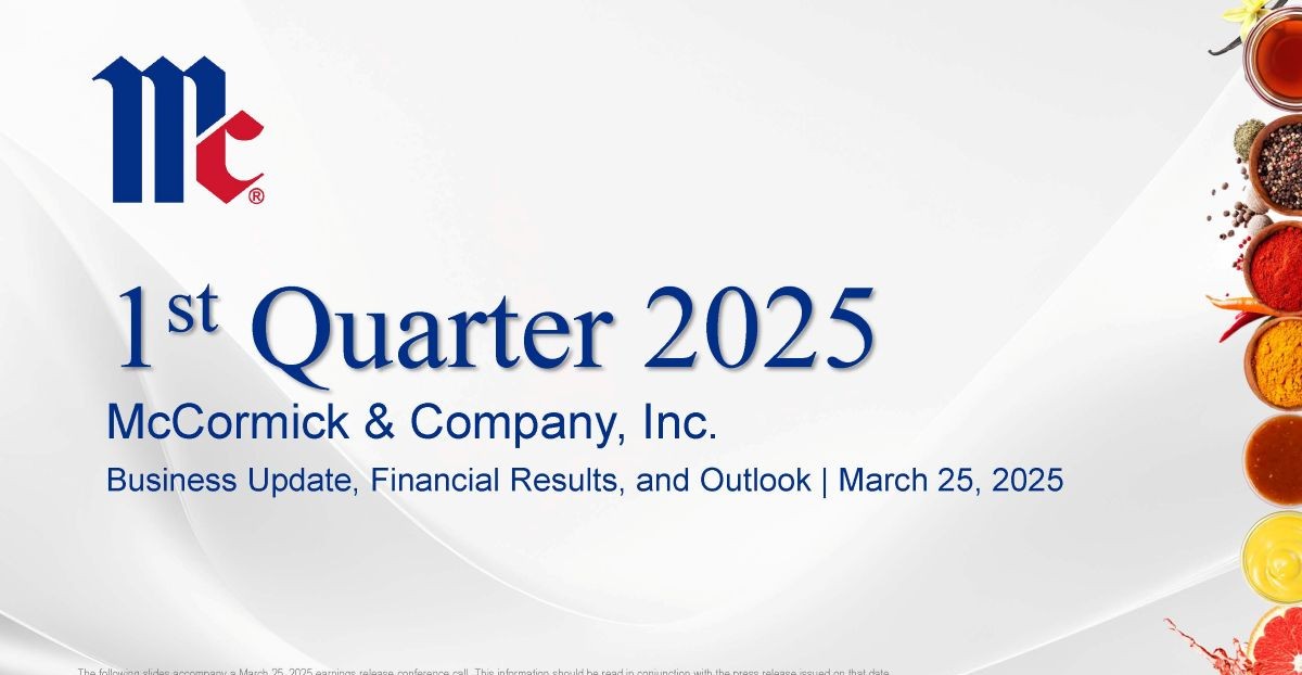 Q1 2025 McCormick & Company, Inc. Earnings Conference Call